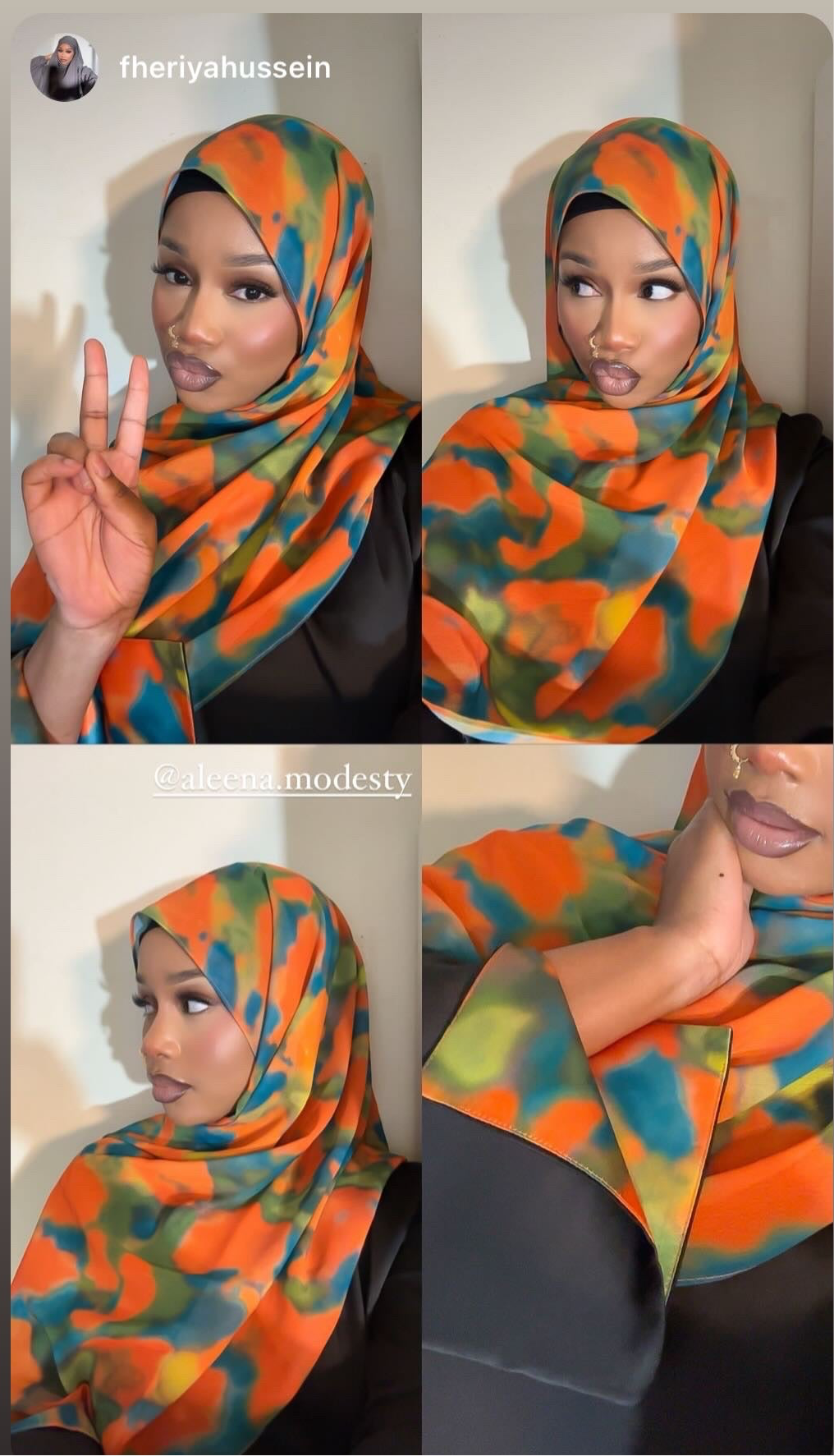 ORANGE PRINTED ABAYA SET