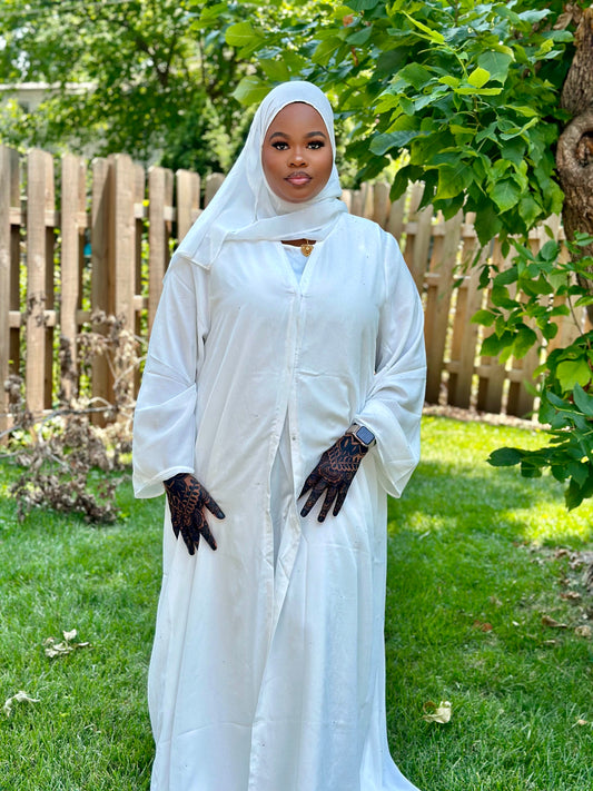 MIRA WHITE SHIMMER ABAYA