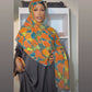 ORANGE PRINTED ABAYA SET